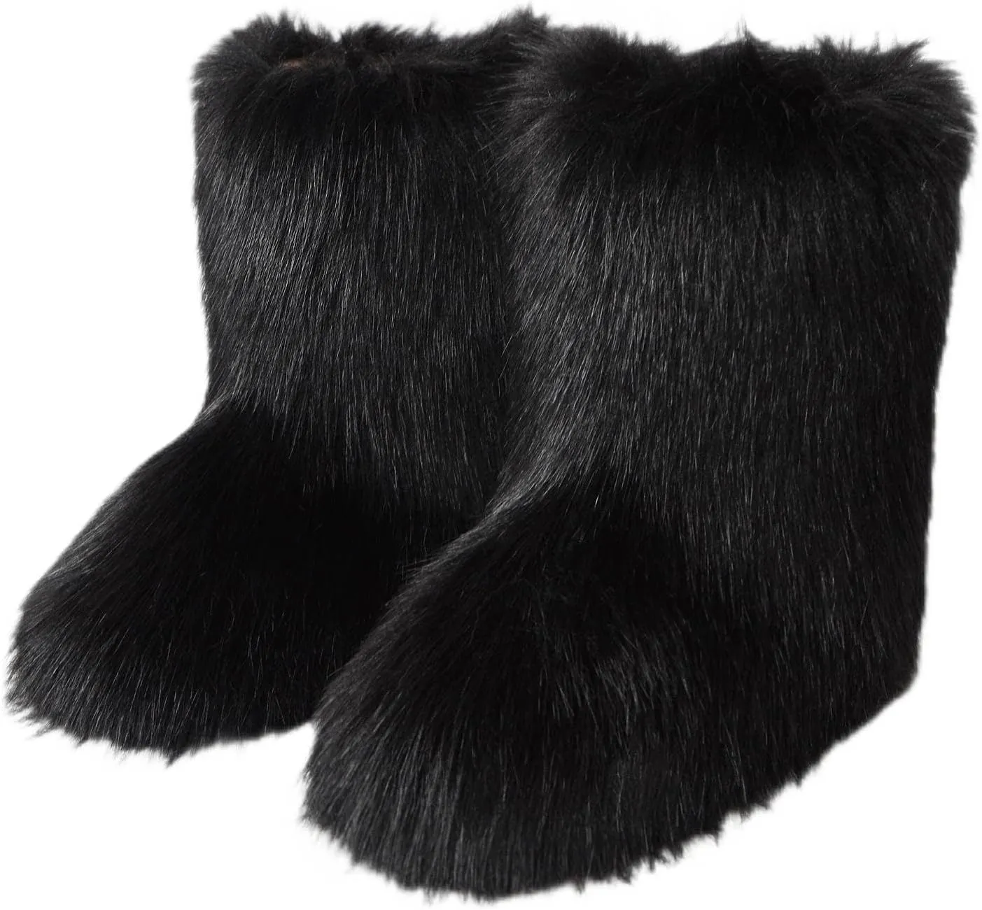 FUNCOS Women's Faux Fur Boots Warm Fuzzy Fluffy Winter Halloween Party Costume Shoes