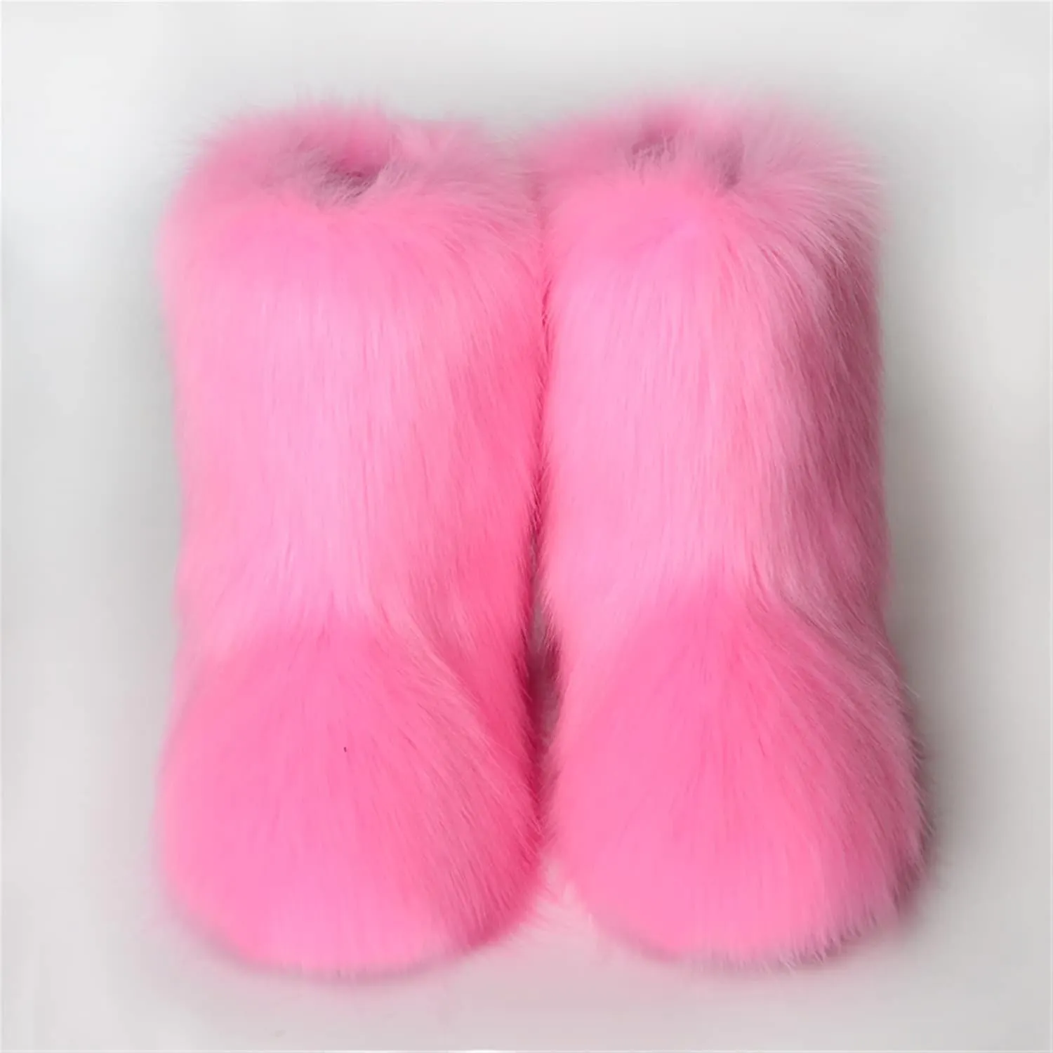 FUNCOS Women's Faux Fur Boots Warm Fuzzy Fluffy Winter Halloween Party Costume Shoes