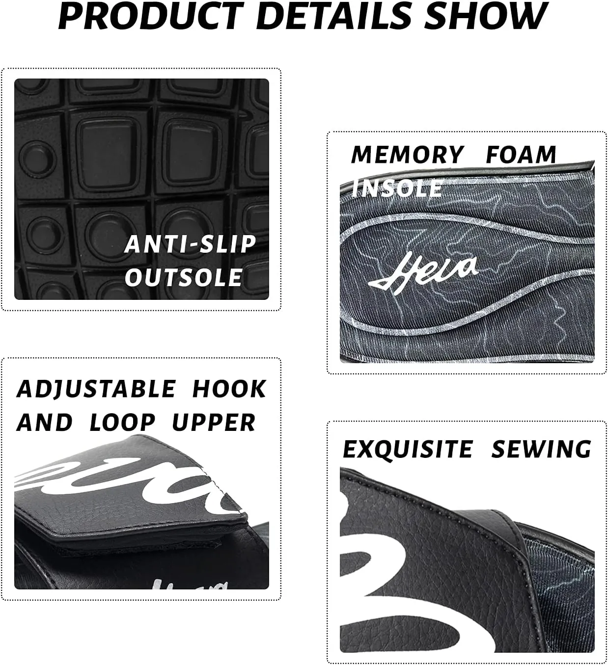 FUNKYMONKEY Memory Foam Sandals for Men, Outdoor Adjustable Comfort Graphic Strap Slide Sandals