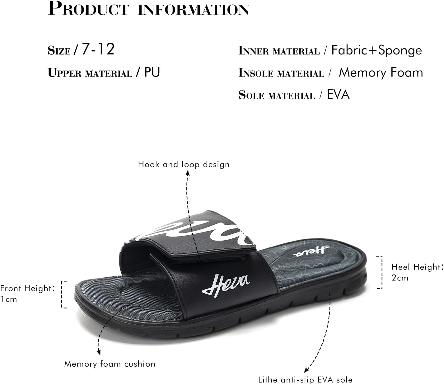 FUNKYMONKEY Memory Foam Sandals for Men, Outdoor Adjustable Comfort Graphic Strap Slide Sandals