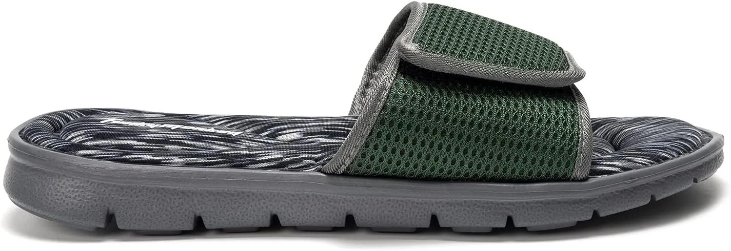 FUNKYMONKEY Memory Foam Sandals for Men, Outdoor Adjustable Comfort Graphic Strap Slide Sandals