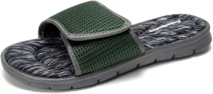 FUNKYMONKEY Memory Foam Sandals for Men, Outdoor Adjustable Comfort Graphic Strap Slide Sandals