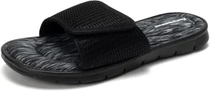 FUNKYMONKEY Memory Foam Sandals for Men, Outdoor Adjustable Comfort Graphic Strap Slide Sandals