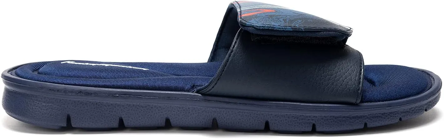 FUNKYMONKEY Memory Foam Sandals for Men, Outdoor Adjustable Comfort Graphic Strap Slide Sandals