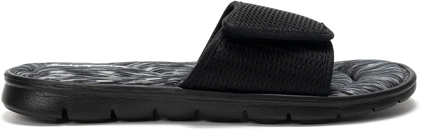 FUNKYMONKEY Memory Foam Sandals for Men, Outdoor Adjustable Comfort Graphic Strap Slide Sandals