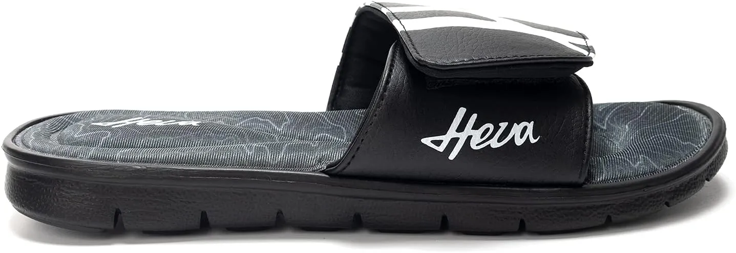 FUNKYMONKEY Memory Foam Sandals for Men, Outdoor Adjustable Comfort Graphic Strap Slide Sandals