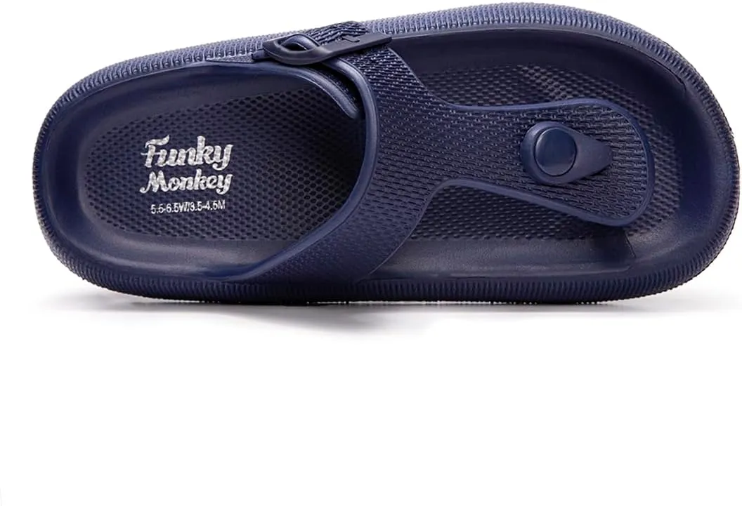 FUNKYMONKEY Thong Sandals Adjustable Buckle EVA Thick-Soled Flip Flops for Women and Men