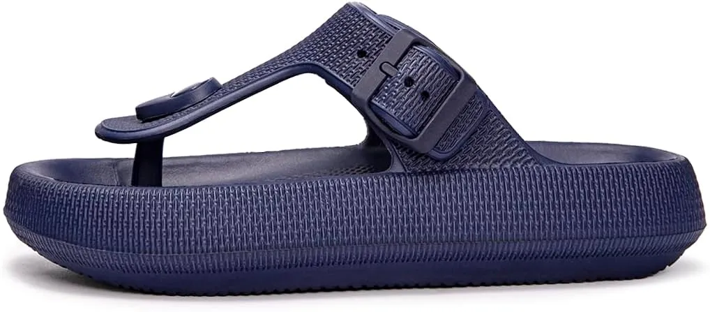FUNKYMONKEY Thong Sandals Adjustable Buckle EVA Thick-Soled Flip Flops for Women and Men