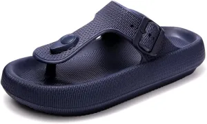 FUNKYMONKEY Thong Sandals Adjustable Buckle EVA Thick-Soled Flip Flops for Women and Men