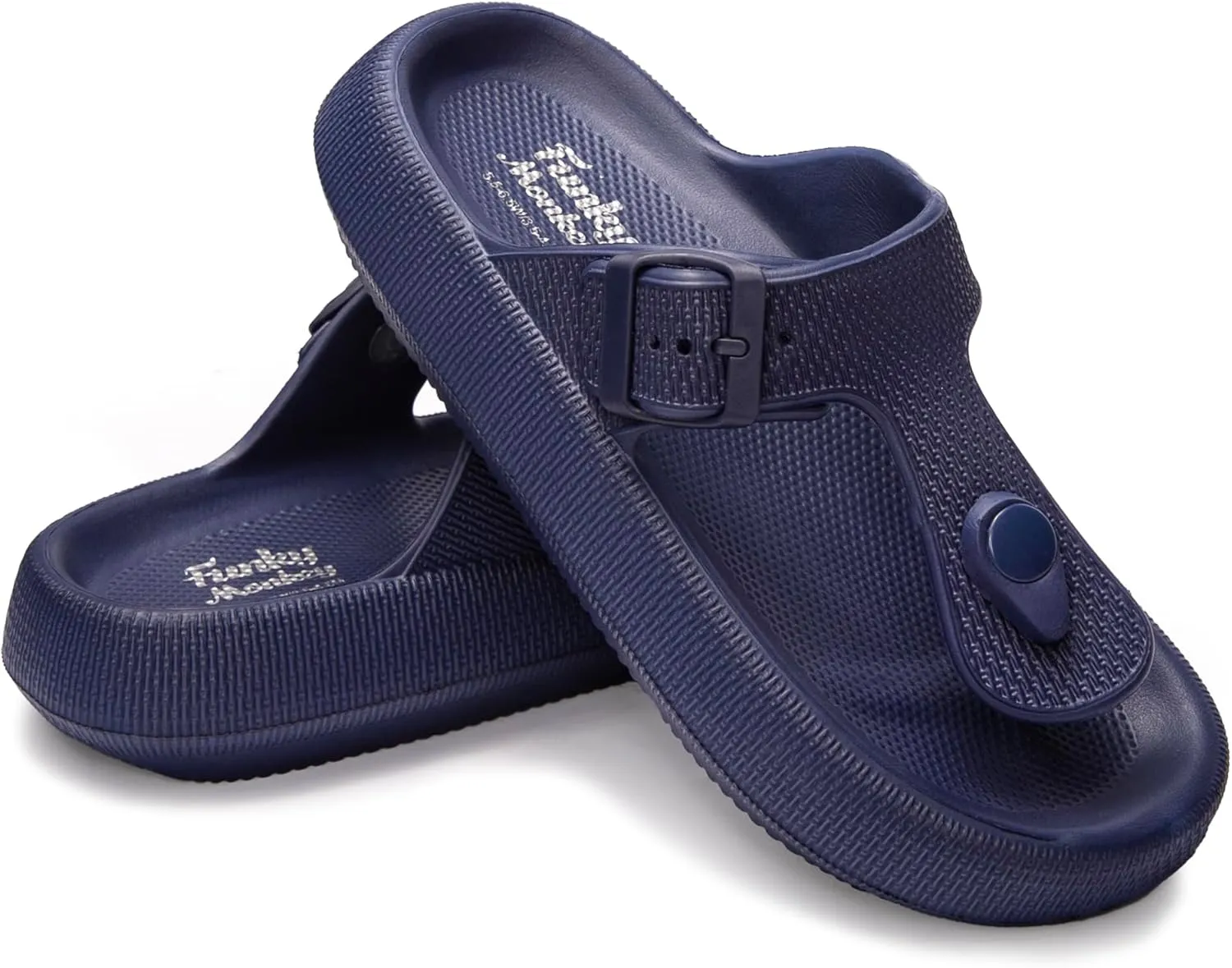 FUNKYMONKEY Thong Sandals Adjustable Buckle EVA Thick-Soled Flip Flops for Women and Men