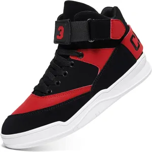 FZUU Men's Fashion High Top Leather Street Sneakers Sports Casual Shoes