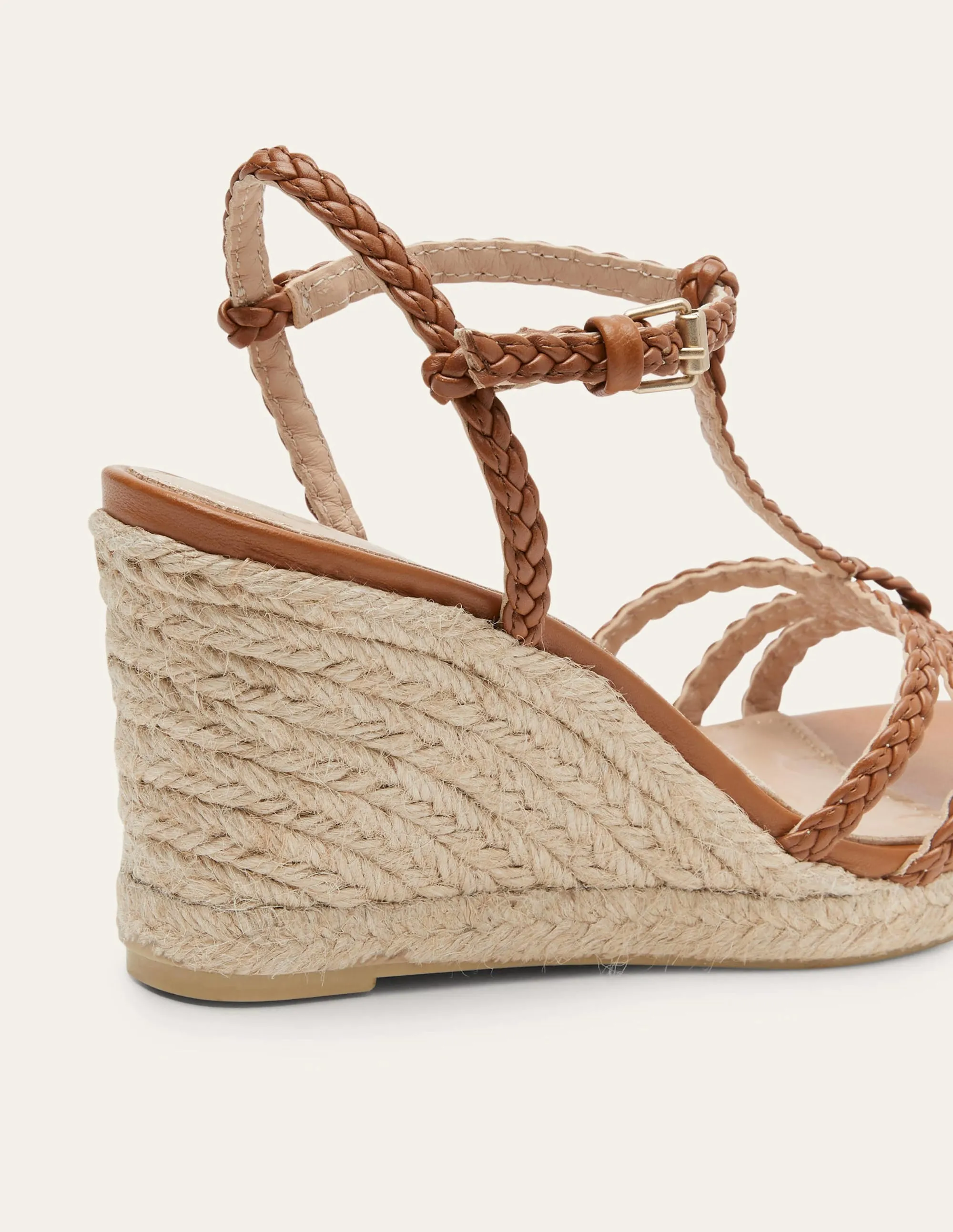 Geflochtene Espadrilles mit Keilabsatz-Hellbraun