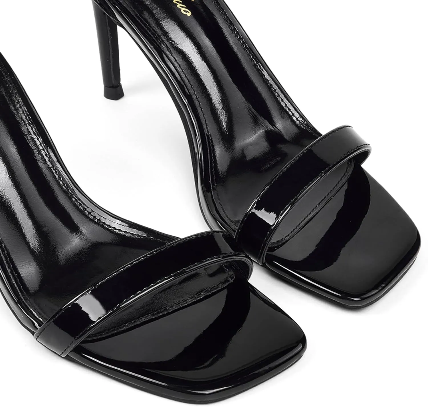 GENSHUO Women's Heeled Sandals Dressy Strappy Stiletto High Heels 3 Inch Square Open Toe Ankle Strap Buckle Sexy Prom Wedding Dress Shoes Ankle Wrap