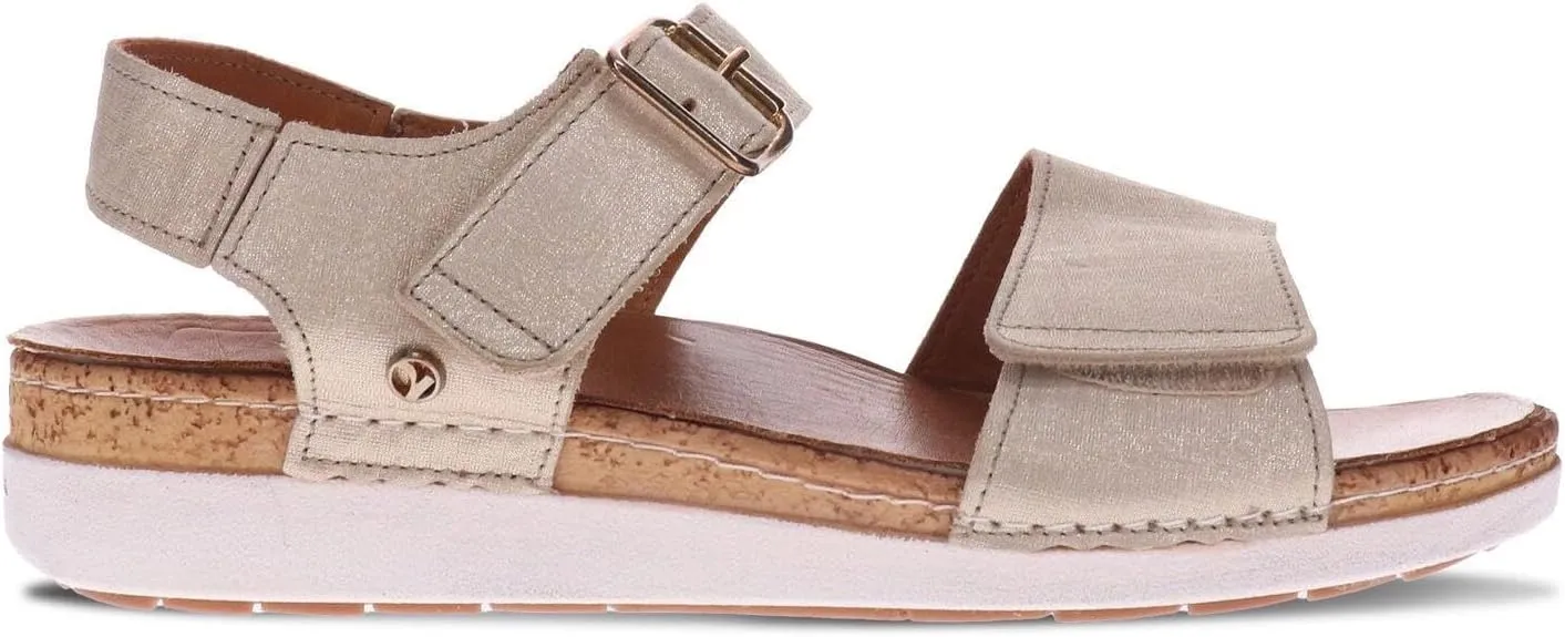 Georgia Women's Sandals - Premium Leather - Adjustable Velcro Strap - Contoured Footbed with Arch Support - Removable Footbed for Custom Orthotics