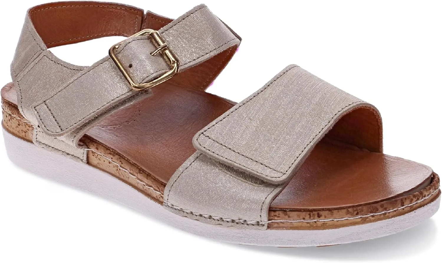 Georgia Women's Sandals - Premium Leather - Adjustable Velcro Strap - Contoured Footbed with Arch Support - Removable Footbed for Custom Orthotics