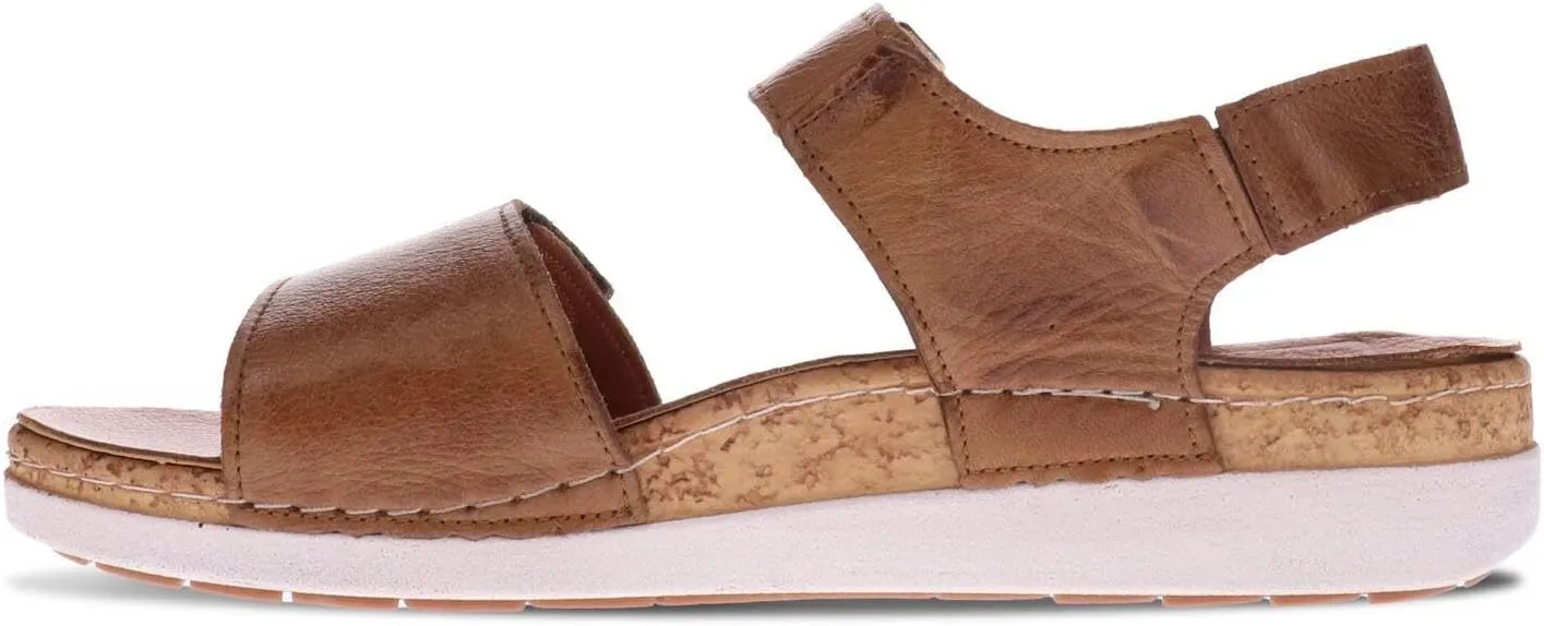 Georgia Women's Sandals - Premium Leather - Adjustable Velcro Strap - Contoured Footbed with Arch Support - Removable Footbed for Custom Orthotics