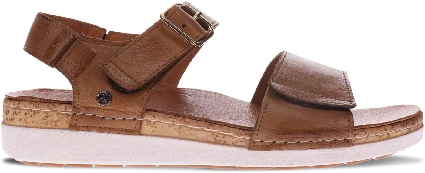Georgia Women's Sandals - Premium Leather - Adjustable Velcro Strap - Contoured Footbed with Arch Support - Removable Footbed for Custom Orthotics
