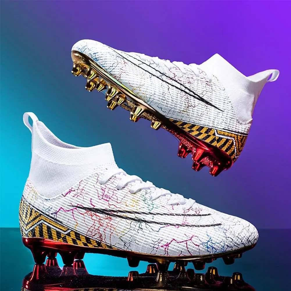 GEXECEUSS Mens High-Top Football Boots for Soccer Matches: Non-Slip Football Shoes for Team Sports - Youth Turf Soccer Sneakers