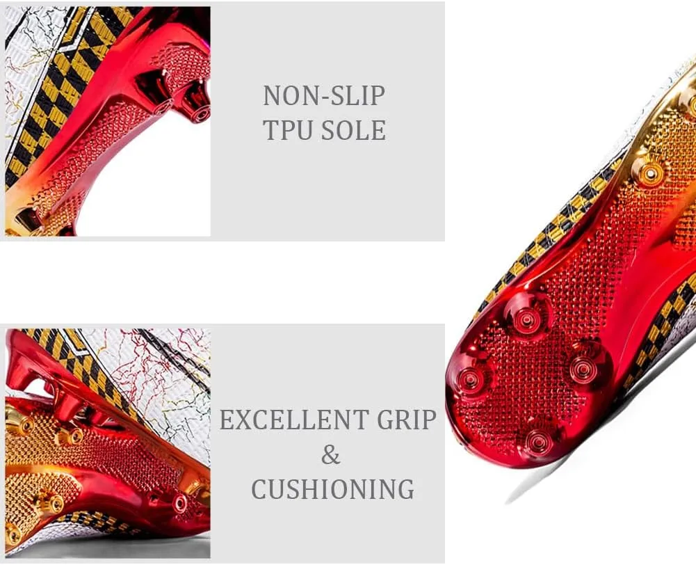 GEXECEUSS Mens High-Top Football Boots for Soccer Matches: Non-Slip Football Shoes for Team Sports - Youth Turf Soccer Sneakers