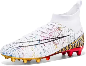 GEXECEUSS Mens High-Top Football Boots for Soccer Matches: Non-Slip Football Shoes for Team Sports - Youth Turf Soccer Sneakers