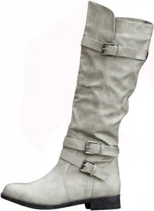 Gibobby Winter Boots for Women,Women's Knee Length Boots Retro Combat Knight Boots Closed Toe Motorcycle Low Heel Outdoor Waterproof Western Shoes