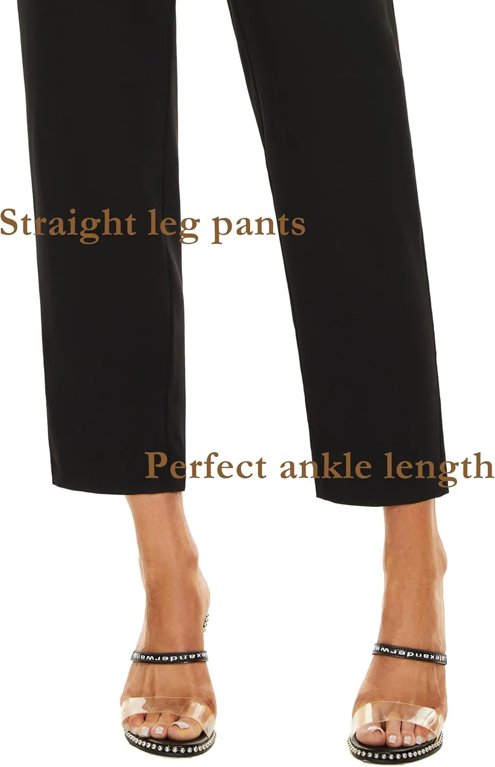 Ginasy Womens Paperbag Pants High Waisted Business Casual Pants Work Office Elastic Slacks Straight Leg Trousers Pockets