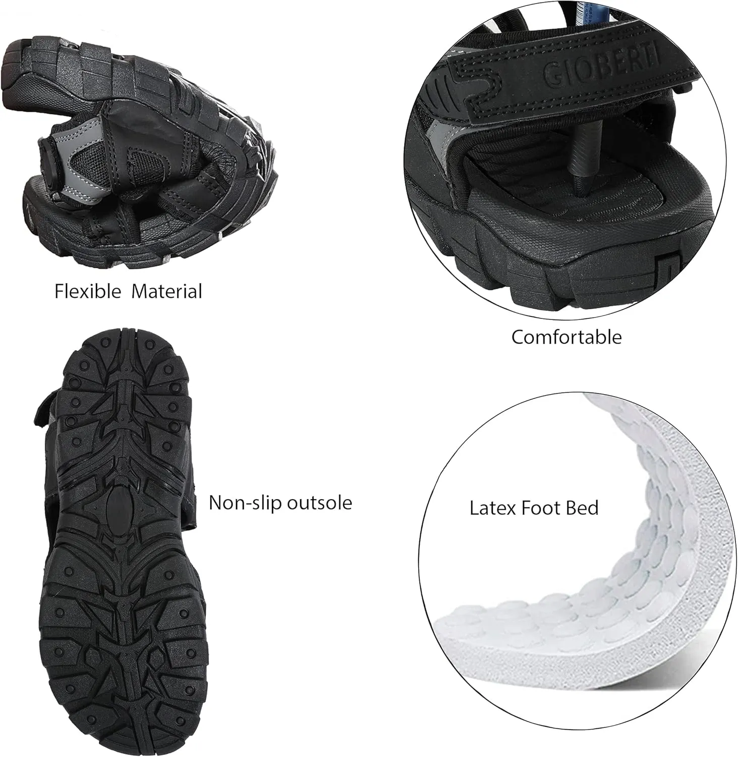 Gioberti Men Open Toe Sandals with Adjustable Straps and Arch Support