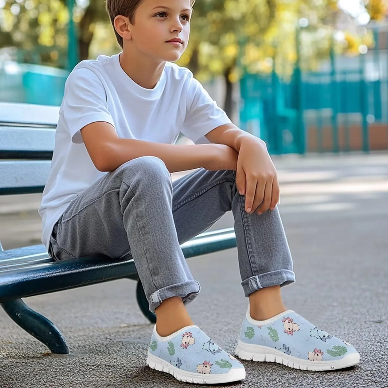 Girls Boys Kids Slip On Sneakers Classic Casual Walking Shoes Lightweight Soft Outdoor Loafers for Party Size 11-15 White Sole