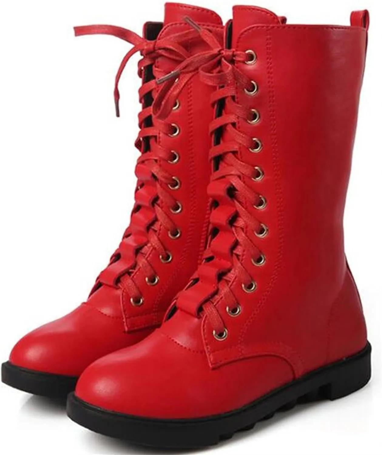 Girl's Boy's Waterproof Leather Side Zipper Mid Calf Combat Boots Outdoor Riding Boots Winter Snow Boots(Toddler/Little Kid/Big Kid)
