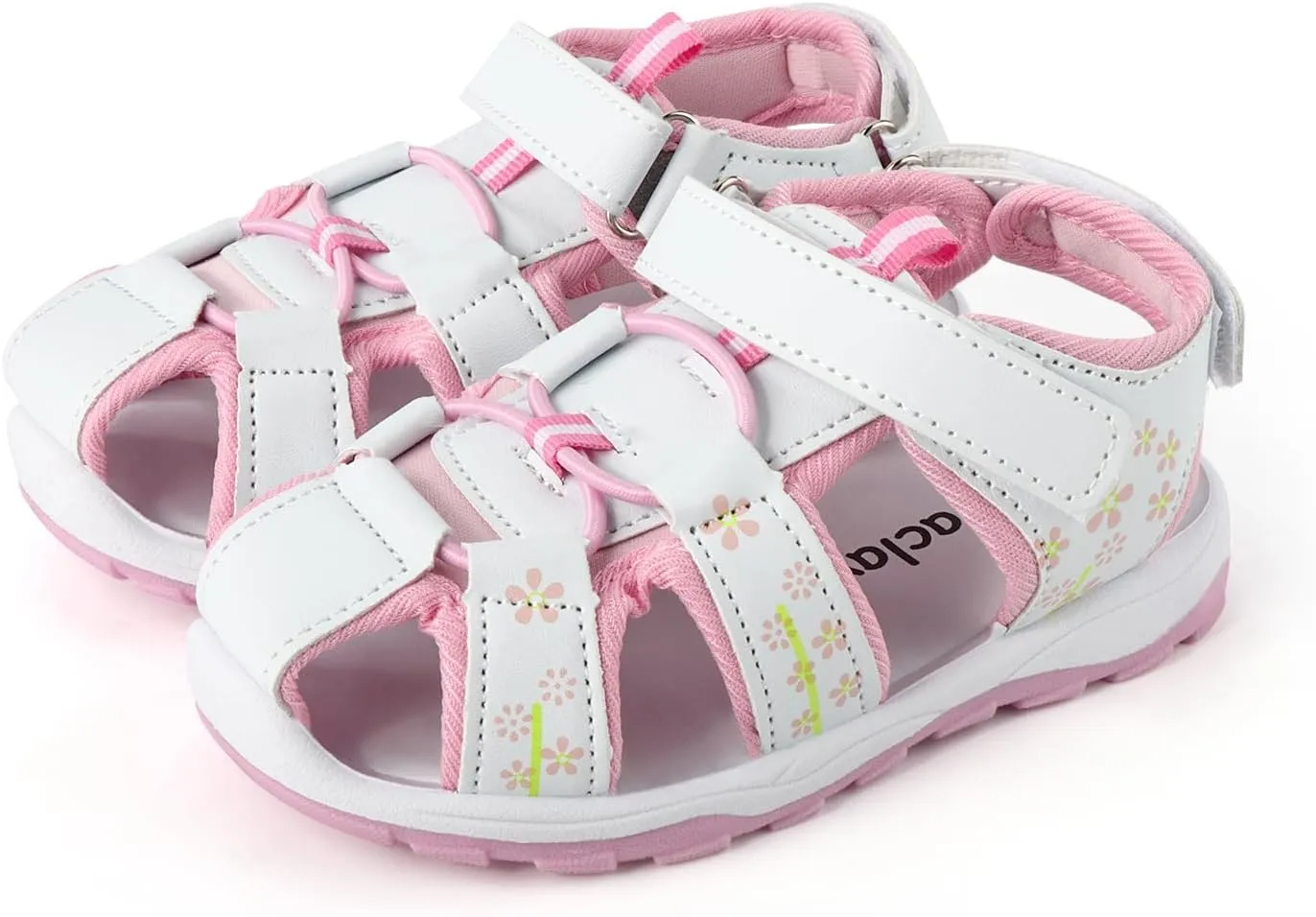 Girls Closed-Toe Sandals Outdoor Summer Athletic Sandals For Toddler Little Kid/Big Kid White&Pink 6.5 Toddler
