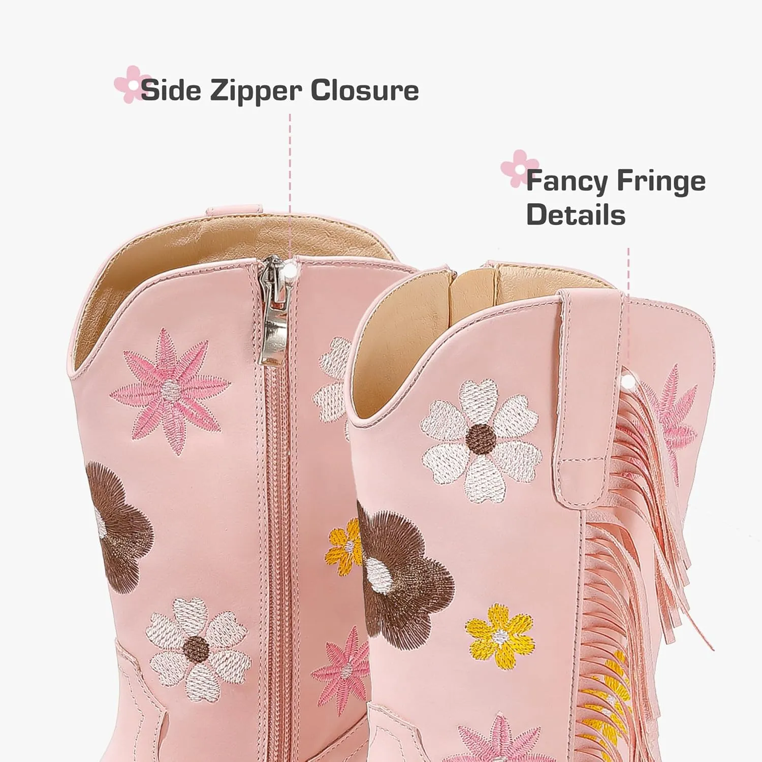 Girls Cowboy Boots Toddler Cowgirl Floral Embroidered Fringe Little Kids Western Boots Girl Riding Boot Birthday Party