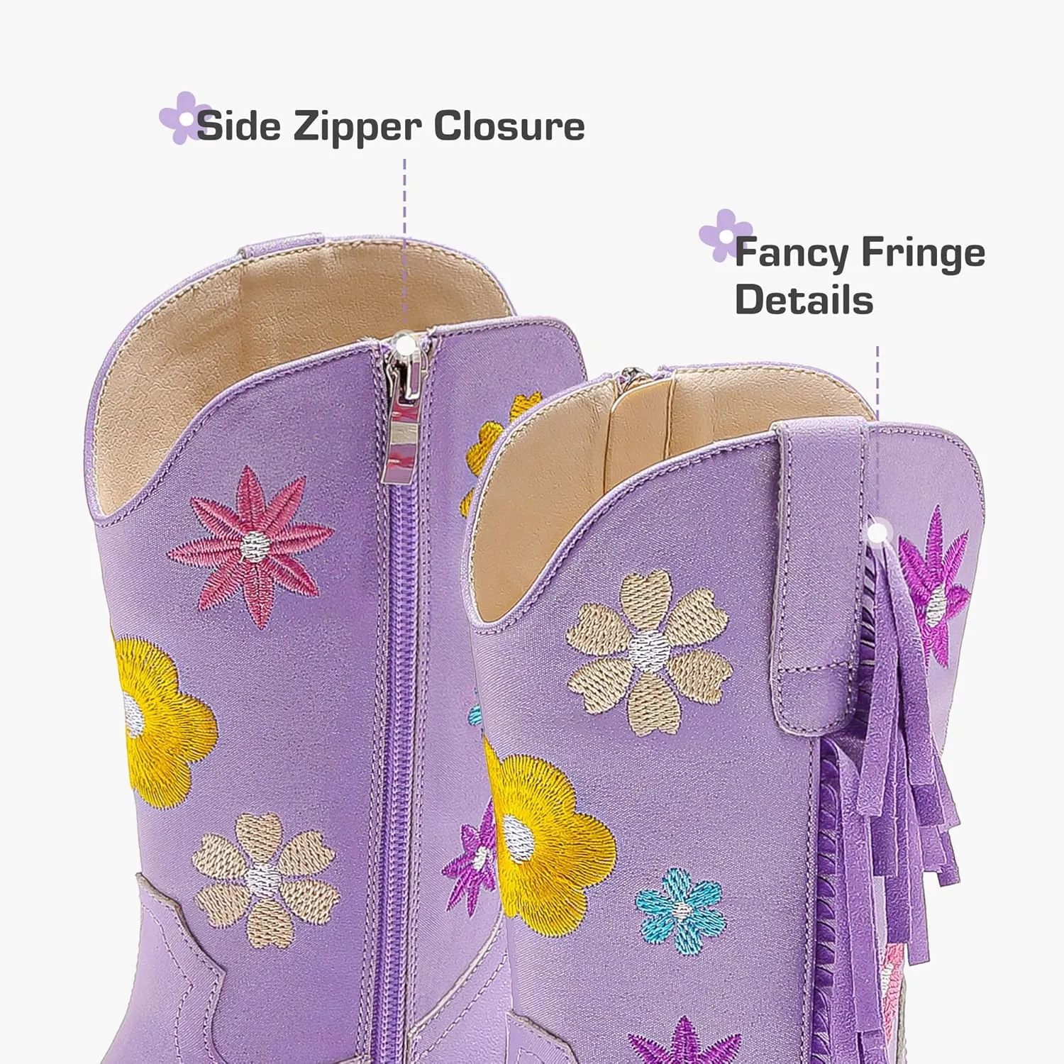 Girls Cowboy Boots Toddler Cowgirl Floral Embroidered Fringe Little Kids Western Boots Girl Riding Boot Birthday Party