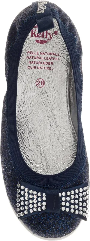 Girl's Lk9716 Glitter Bow Ornament Ballerina/Ballet Flats