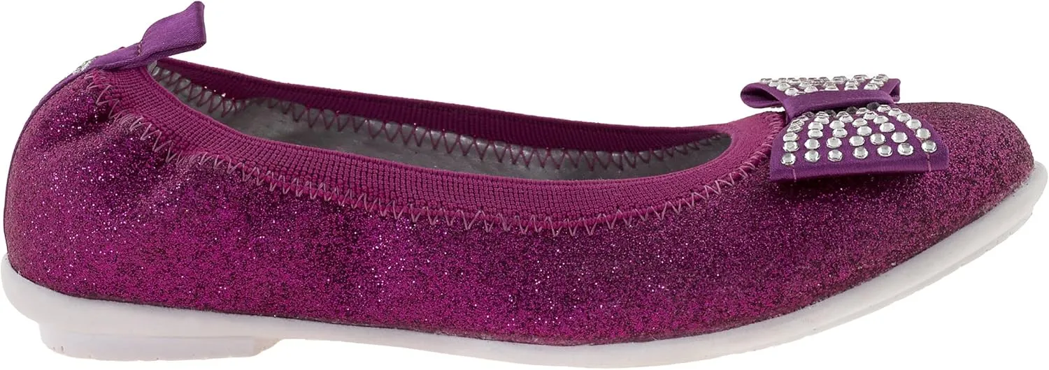 Girl's Lk9716 Glitter Bow Ornament Ballerina/Ballet Flats
