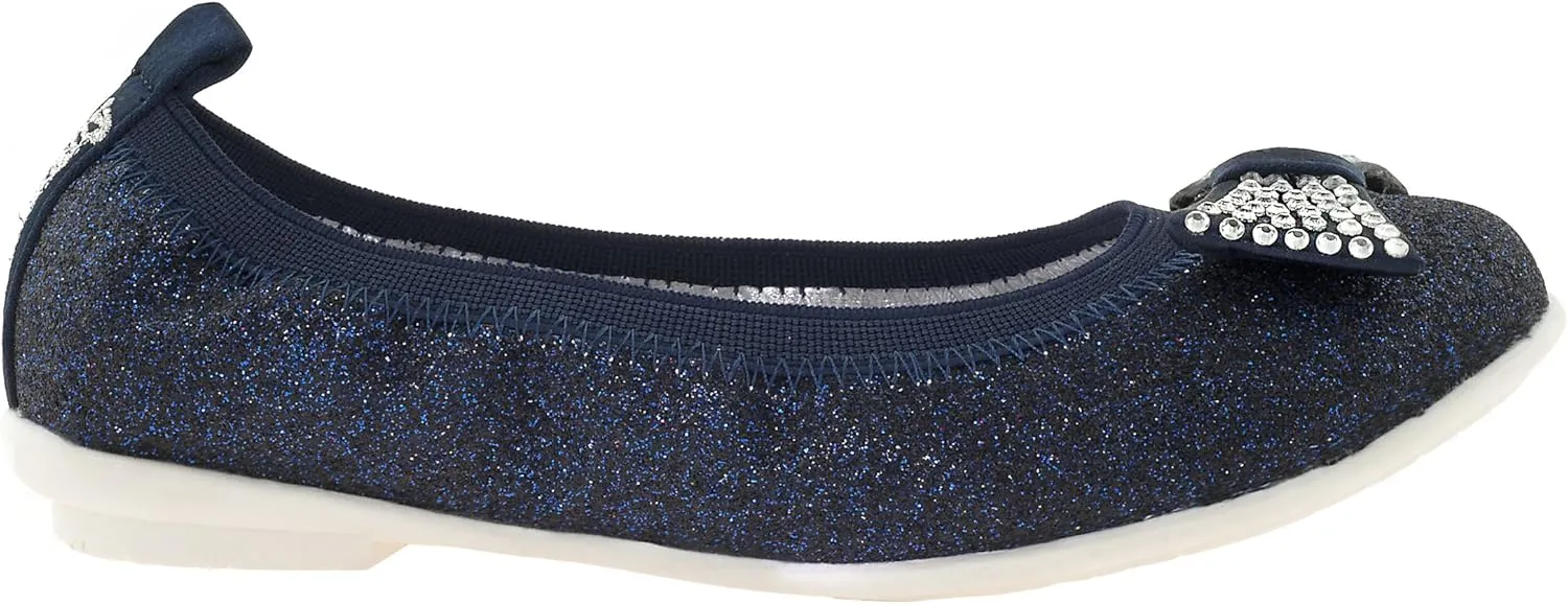 Girl's Lk9716 Glitter Bow Ornament Ballerina/Ballet Flats