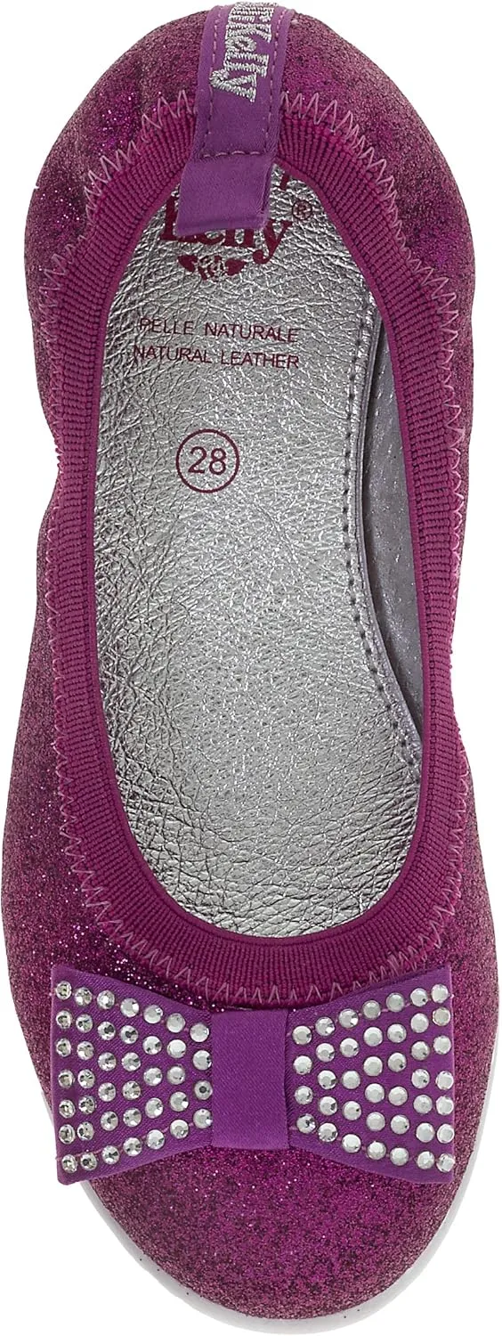 Girl's Lk9716 Glitter Bow Ornament Ballerina/Ballet Flats
