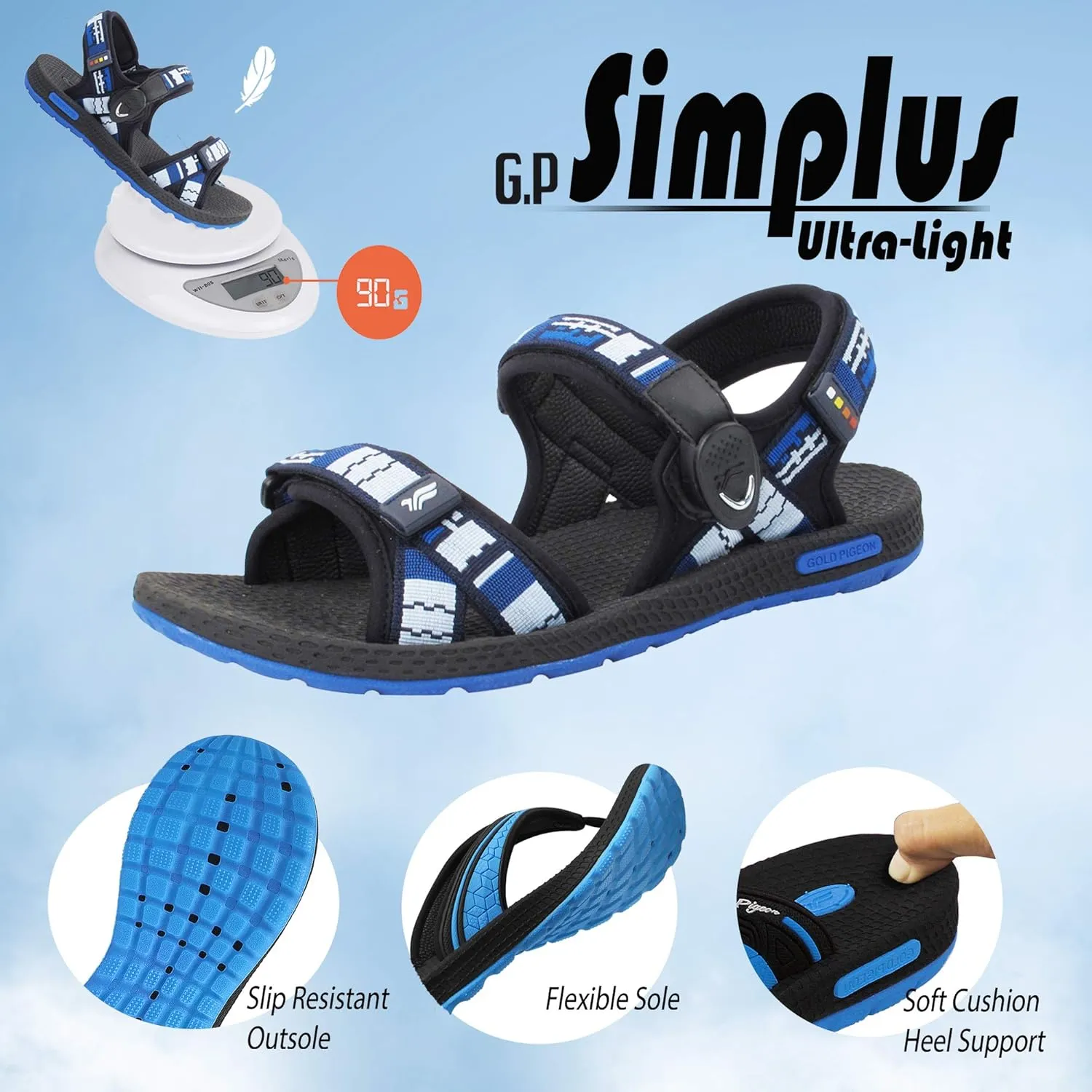 Gold Pigeon Shoes SIMPLUS Unisex Ultra-Cuhion Yoga Mat Athlete Sandals Adjustabl Straps with Heel Support