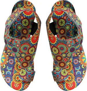 GORGLITTER Women's Colorful Bohemian Print Thong Sandals Open Toe Flip Flops Ankle Strap Flat Sandals