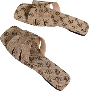 GORGLITTER Women's Floral Graphic H Band Sandals Square Open Toe Dressy Vacation Slip on Flats