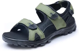 Harssidanzar Mens Leather Sport Sandals Hiking Outdoor Mens Sandals for Summer with Open Toe Adjustable Straps SM260US