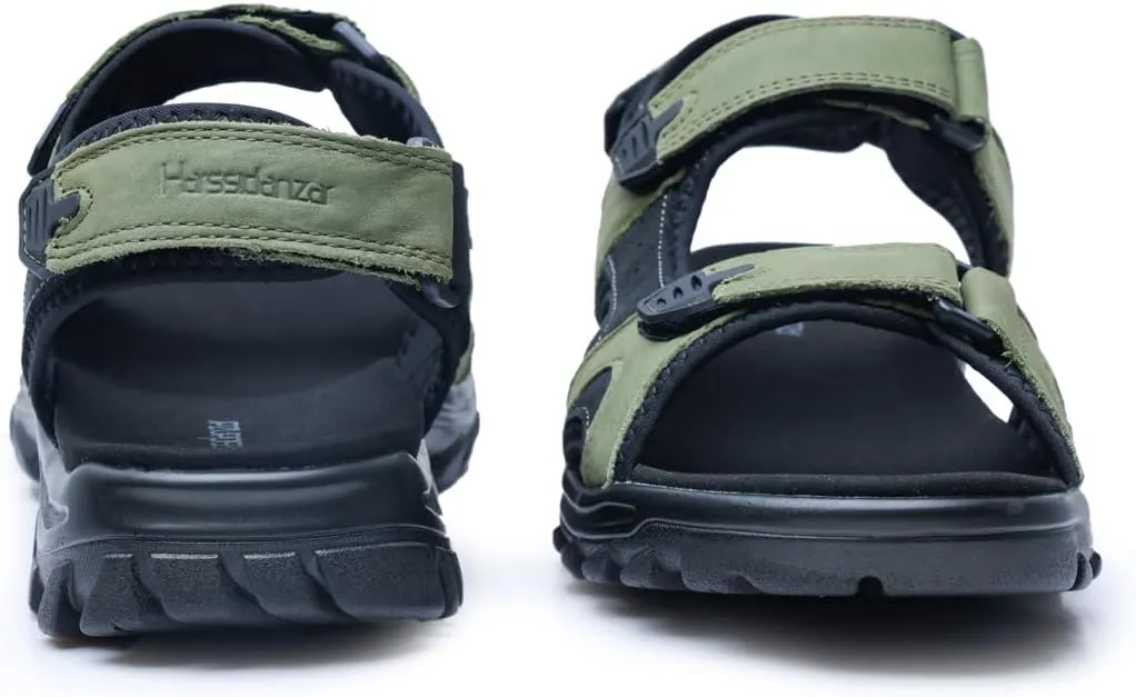Harssidanzar Mens Leather Sport Sandals Hiking Outdoor Mens Sandals for Summer with Open Toe Adjustable Straps SM260US