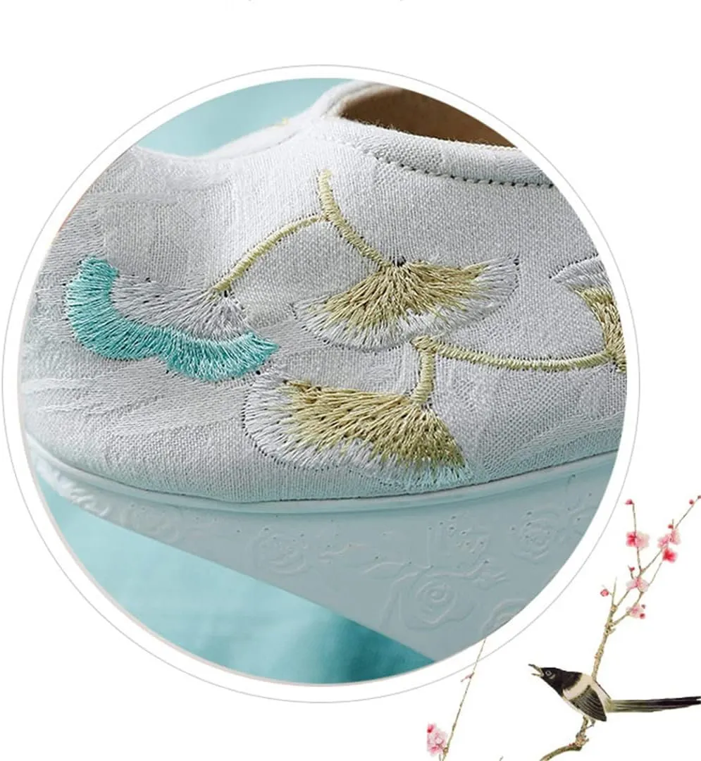 Hcclijo Traditional Chinese Hanfu Shoes Ancient Women Heels EmbroideLotus Ginkgo Lolita Girl Oriental Princesss