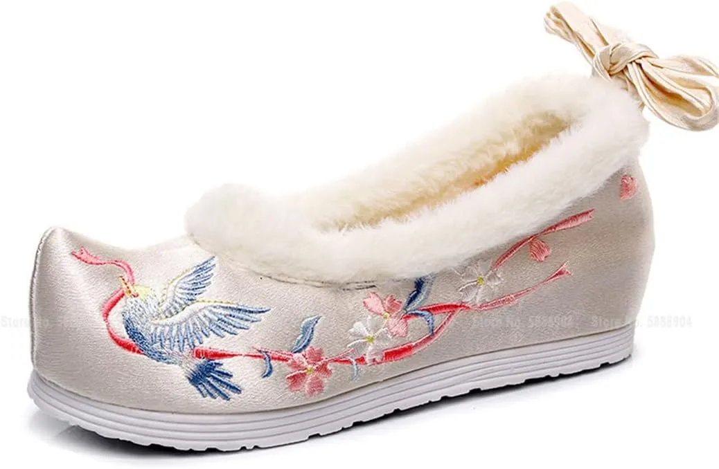 Hcclijo Women Traditional Chinese Style Retro Hanfu Shoes Embroidery Dance Vintage Short Boots Fairy Cosplay Winter Footwear