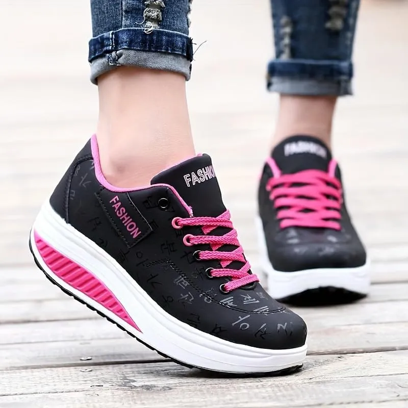 Height Increasing Platform Sneakers for Women - Low Top Running Shoes with Anti-Slip Sole