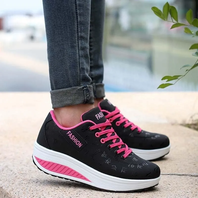 Height Increasing Platform Sneakers for Women - Low Top Running Shoes with Anti-Slip Sole
