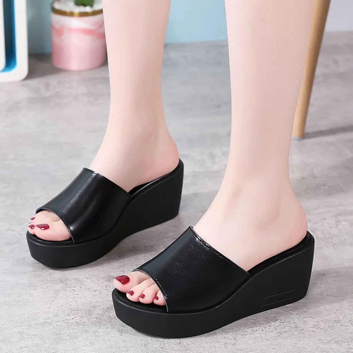 HESBITEUL Women's Wedge Sandals Open-Toe Platform Arch Support Sandals