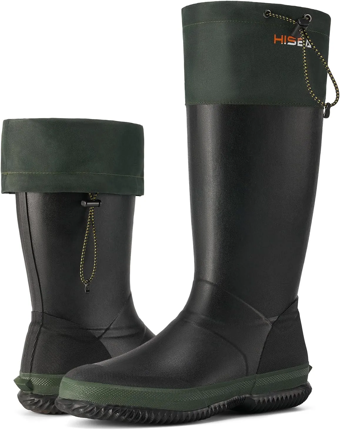 HISEA Classic Men’s Rainboot Neoprene Rubber Rain Boots for Men Waterproof with Adjustable Closure
