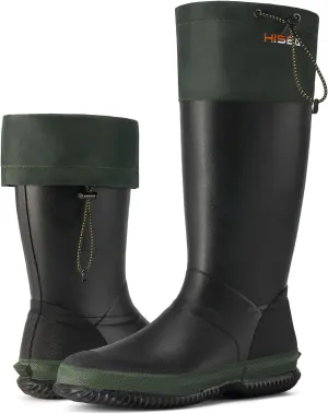 HISEA Classic Men’s Rainboot Neoprene Rubber Rain Boots for Men Waterproof with Adjustable Closure