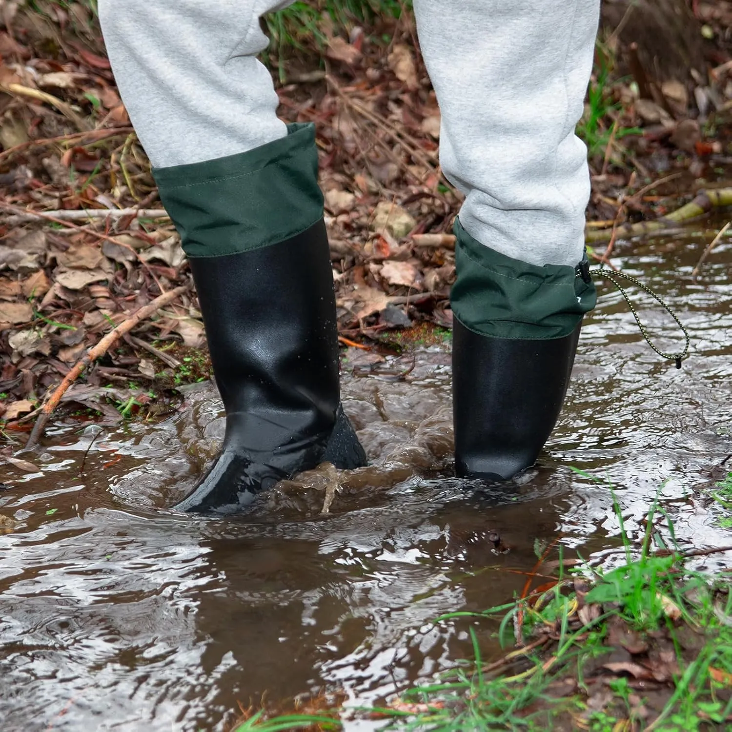 HISEA Classic Men’s Rainboot Neoprene Rubber Rain Boots for Men Waterproof with Adjustable Closure