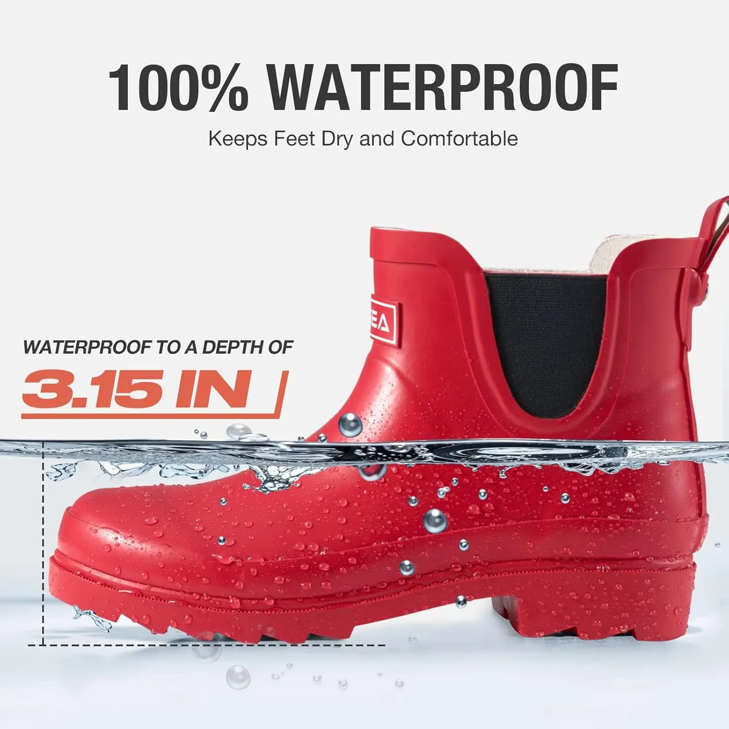 HISEA Women's Short Rubber Rain Boots Waterproof Chelsea Garden Boots for Ladies with Comfort Insole Stylish Ankle Rain Shoes Outdoor Work Booties